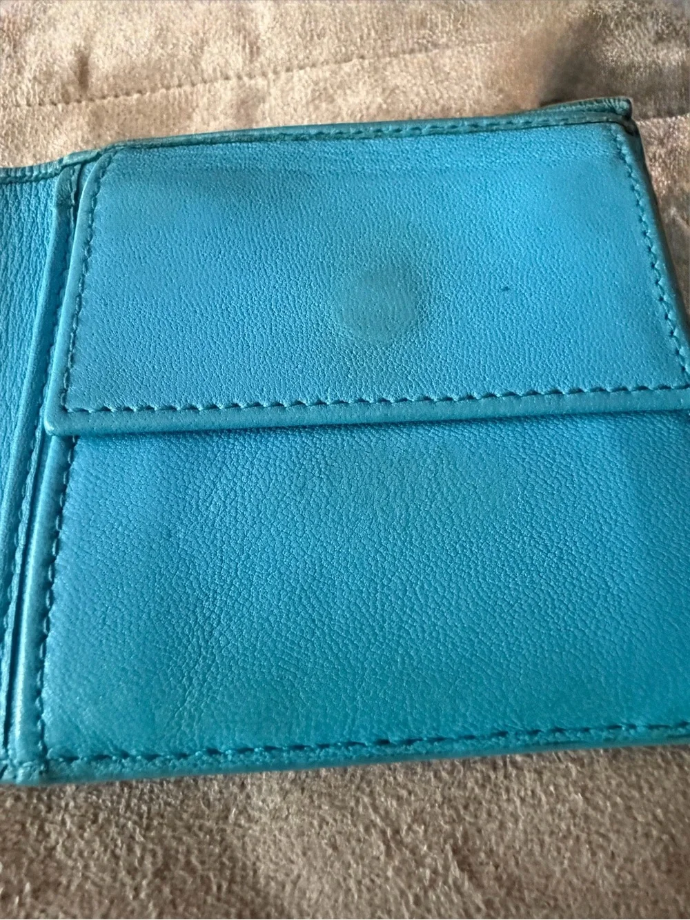 Bottega Veneta Intrecciato Brown & Turquoise Bifold Super Soft Leather Wallet